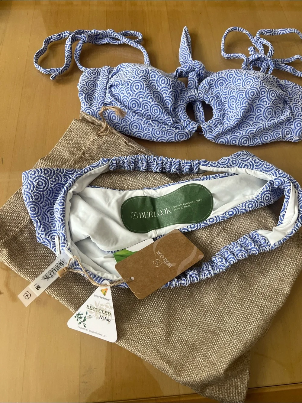 Blue bikini set, bandeau top, Size M - Picture 5 of 5